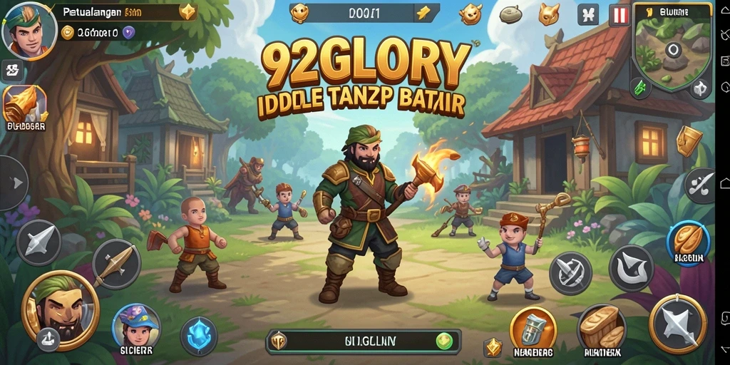 Screenshot gameplay 92GLORY menampilkan karakter dalam aksi Idle.