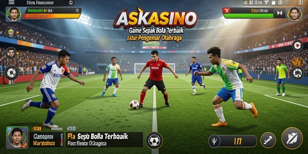 Screenshot gameplay asyik di ASKASINO dengan aksi sepak bola yang intens.