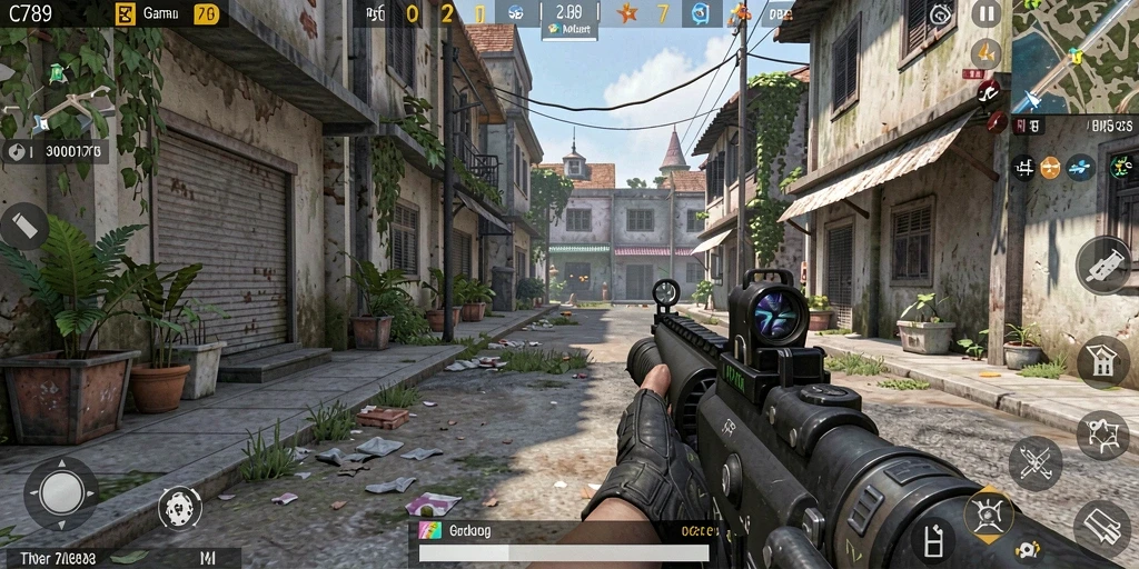 Screenshot gameplay C789 menampilkan aksi seru dalam pertempuran TPS.