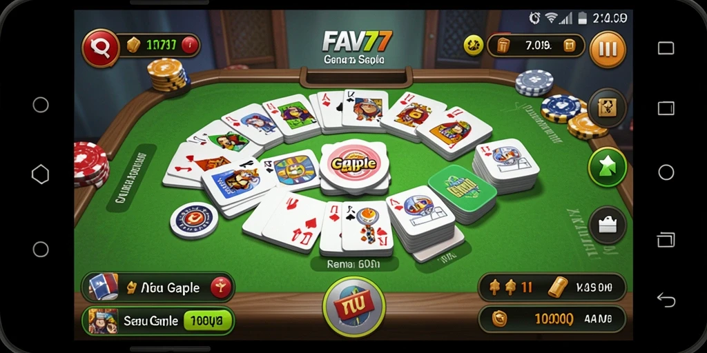 Tampilan screenshot FAV77 dengan gameplay Gaple yang menarik.