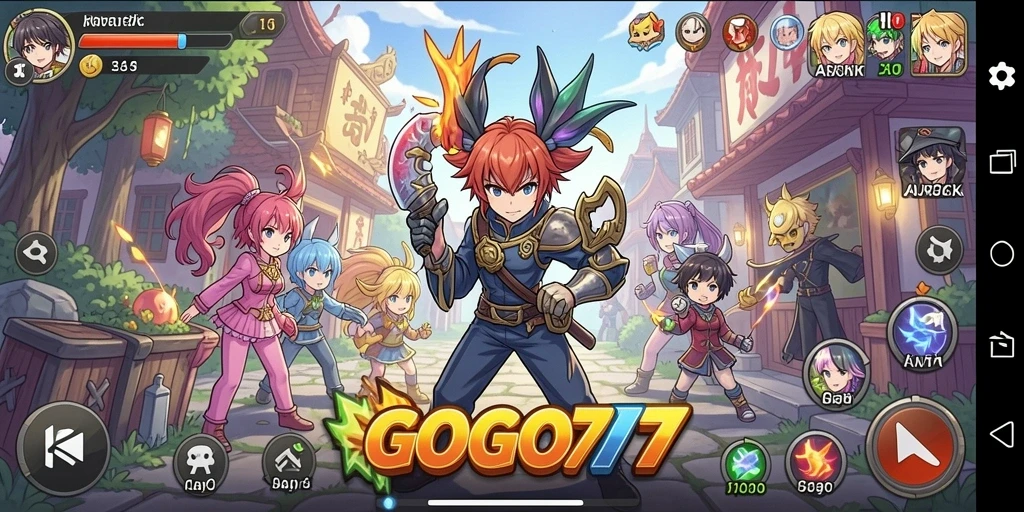 Tampilan menakjubkan dari gameplay GOGO77 yang penuh karakter anime.