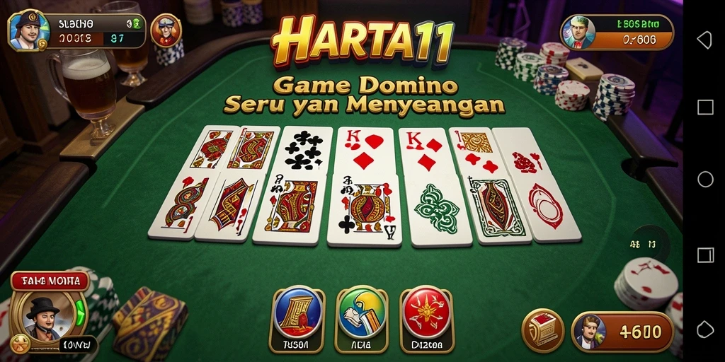 Screenshot gameplay HARTA11 menunjukkan suasana seru saat bermain Domino.