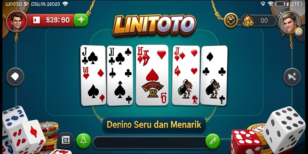 Screenshot utama LINITOTO menunjukkan aksi seru bermain Domino.
