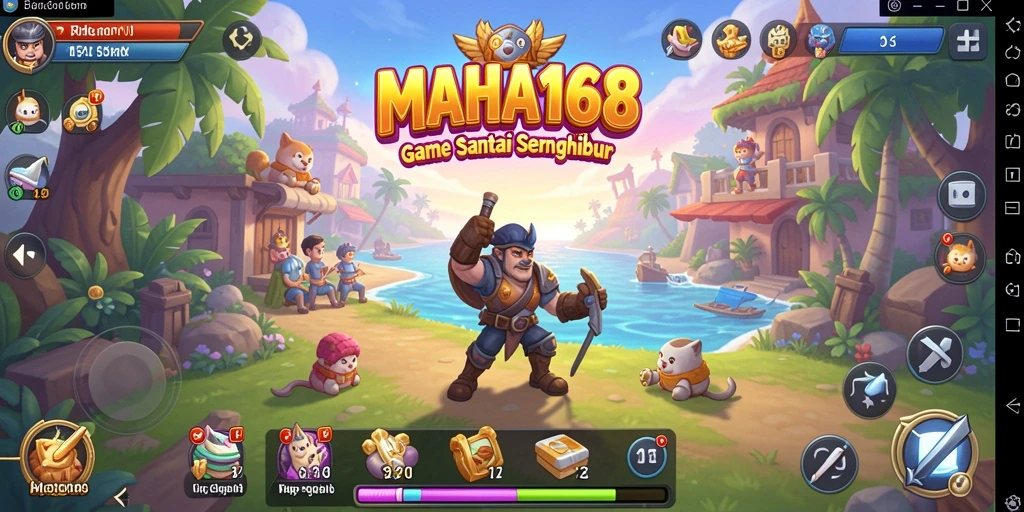 Screenshot gameplay MAHA168 yang menampilkan aksi seru dan berwarna.