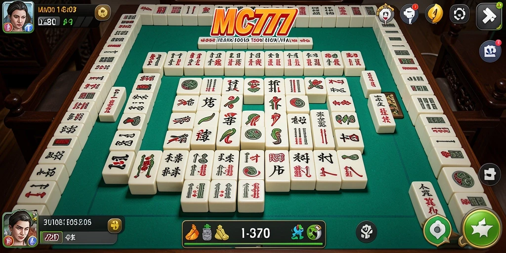 Tampilan gameplay menarik dari MC777 dengan tile Mahjong yang berwarna-warni.