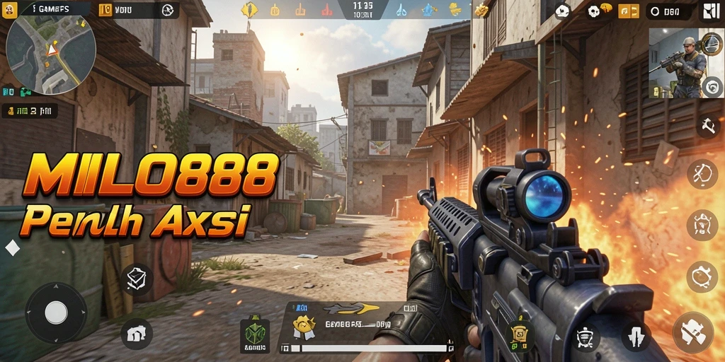 Tampilan aksi mendebarkan dalam game FPS MILO88.