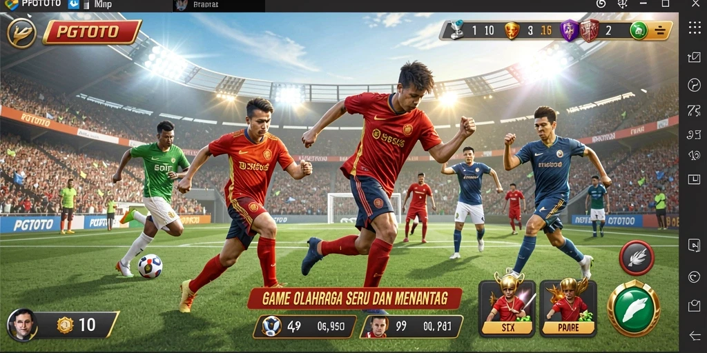 Screenshot PGTOTO menampilkan aksi olahraga yang mendebarkan dan interaksi pemain.