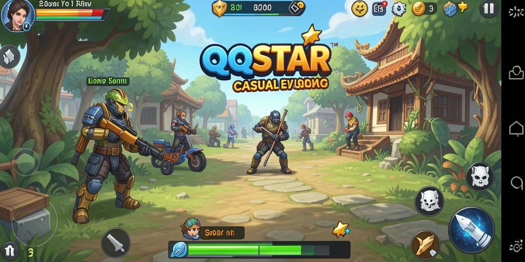 Screenshot QQSTAR menampilkan gameplay santai yang mengasyikkan.
