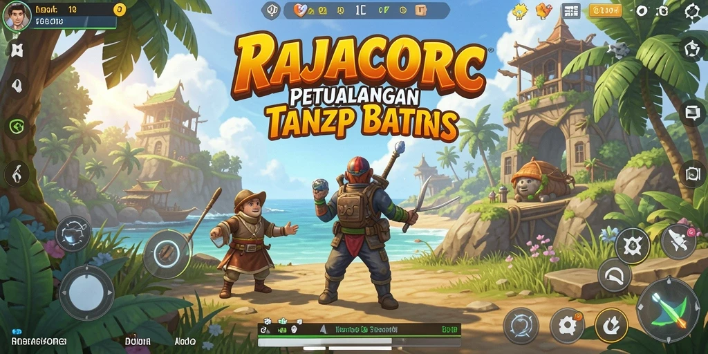 Screenshot gameplay RAJACORC menunjukkan eksplorasi dunia terbuka yang menakjubkan.