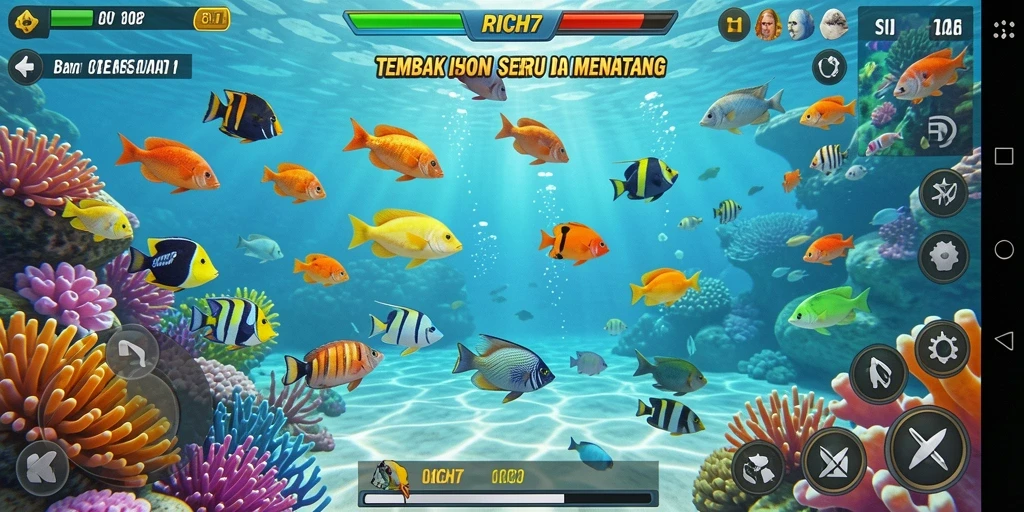 Tampilan gameplay RICH7 yang penuh warna dan menarik.