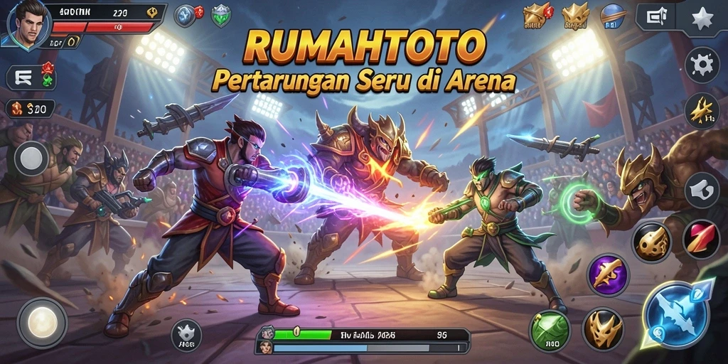 Gameplay pertarungan RUMAHTOTO yang seru dan menegangkan.