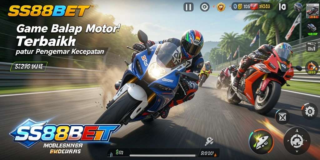 Tampilan gameplay balapan motor yang seru dan mendebarkan.