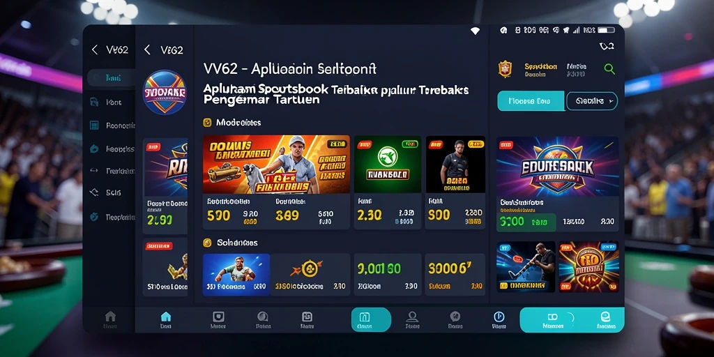 Screenshot utama VV62 menunjukkan gameplay menarik dalam taruhan olahraga.